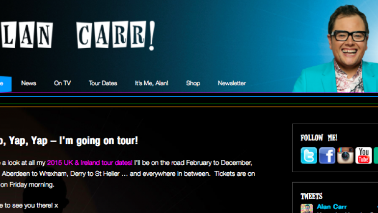 Alan Carr ready for his 2015 tour with a brand new website